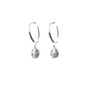 Betsey Johnson Pearl Easter Egg Earrings with Gem Accents